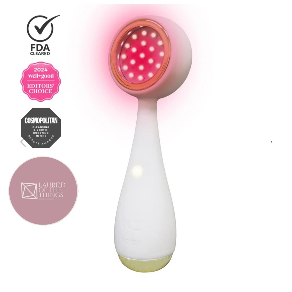 PMD clean revolution facial cleansing device with age defying red light therapy